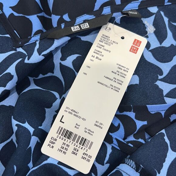 NWT UNIQLO Printed V-Neck Sleeveless Mini Dress Large - Picture 10 of 12